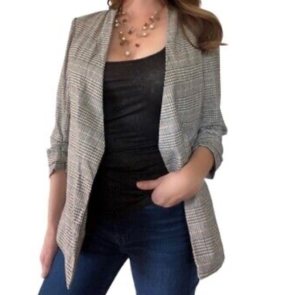 JOIE Plaid Open Front Oversized Blazer Size L - Picture 7 of 7